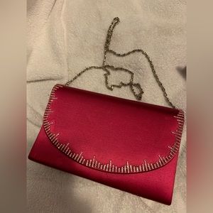 ✨⚡️💥Red Velvet Crystal-Embellished Clutch Bag